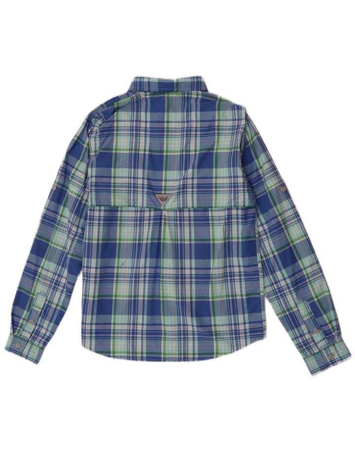 Camisa Columbia para niño de 11 a 12 años, talla grande, nailon a cuadros azules