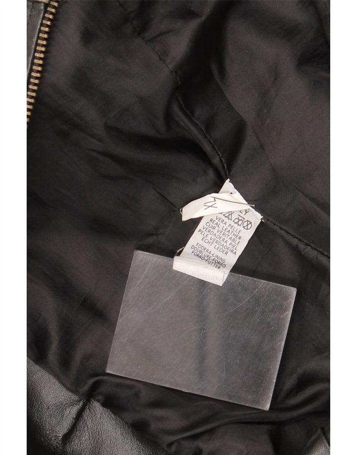 Vintage mujer chaqueta de cuero Reino Unido 18 XL cuero negro