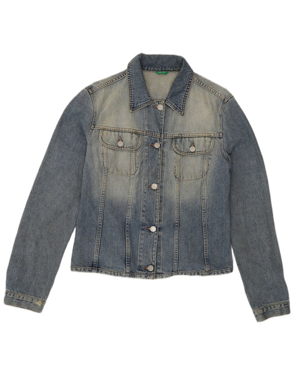 Benetton Chaqueta Vaquera Mujer UK 46 Grande Algodón Azul