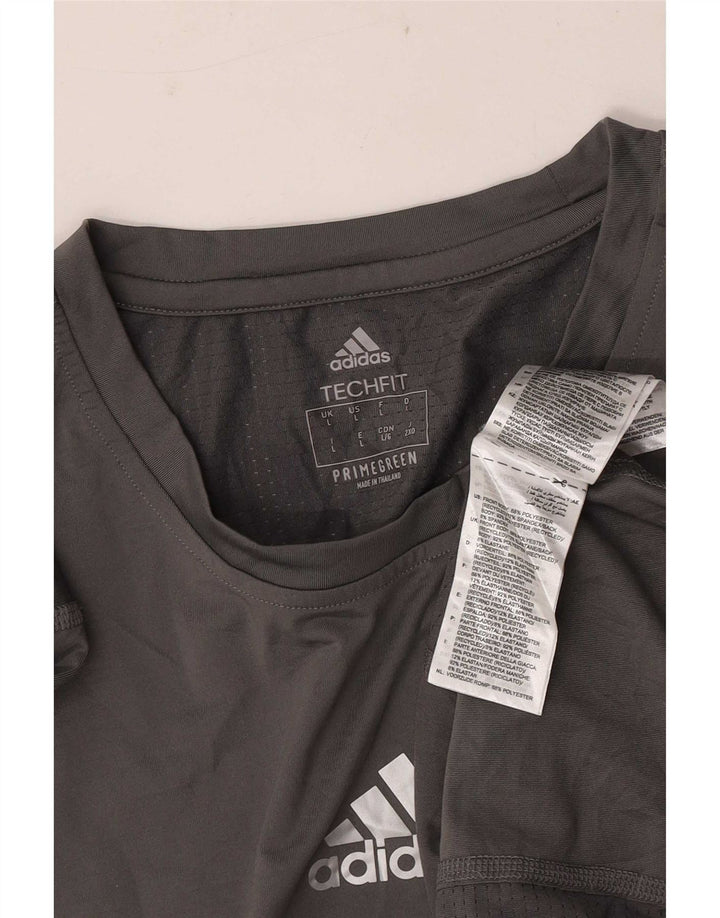 Adidas Hombre Camiseta Top Grande Gris Poliéster