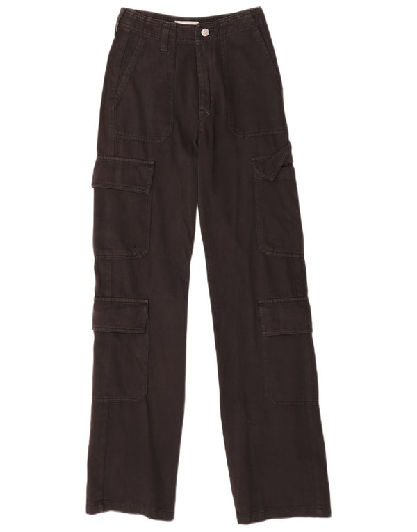 Zara Mujer Pantalones Cargo De Pierna Ancha EU 32 2XS W22 L31 Algodón Negro