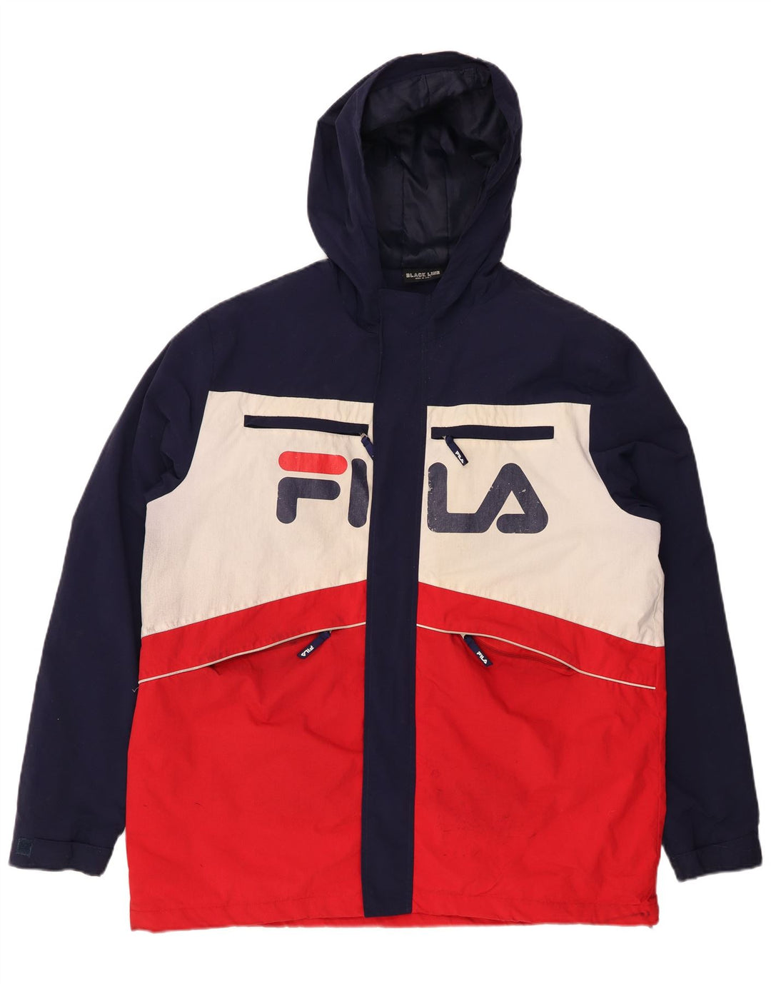 FILA Chaqueta cortavientos gráfica para hombre UK 44 2XL Bloque de color multicolor