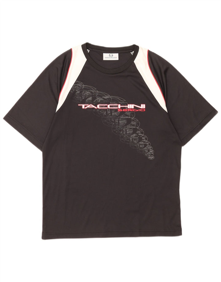 Sergio Tacchini Camiseta gráfica para hombre Top Medium Black Colourblock Poliéster