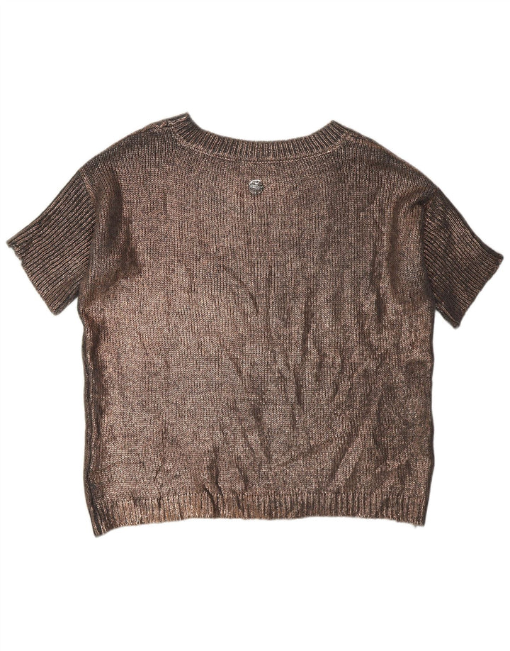 Gaudí - Jersey de manga corta con cuello redondo para mujer, talla 40, color gris