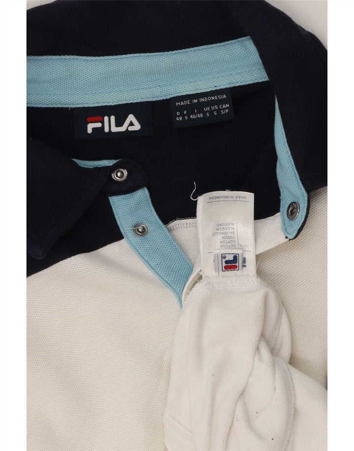 Fila Polo para hombre de algodón color block blanco pequeño