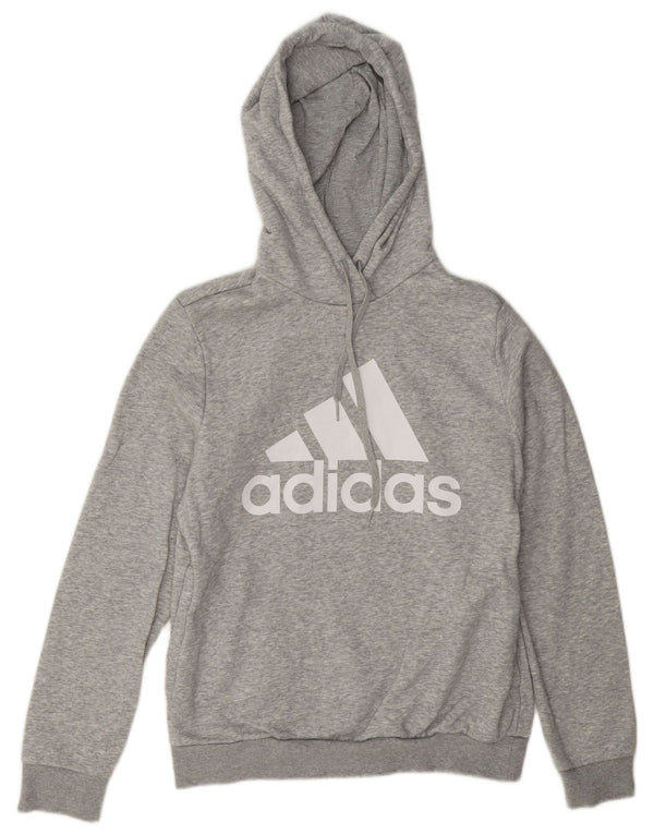 Adidas Sudadera con capucha gráfica para mujer UK 12/14 Algodón moteado gris medio