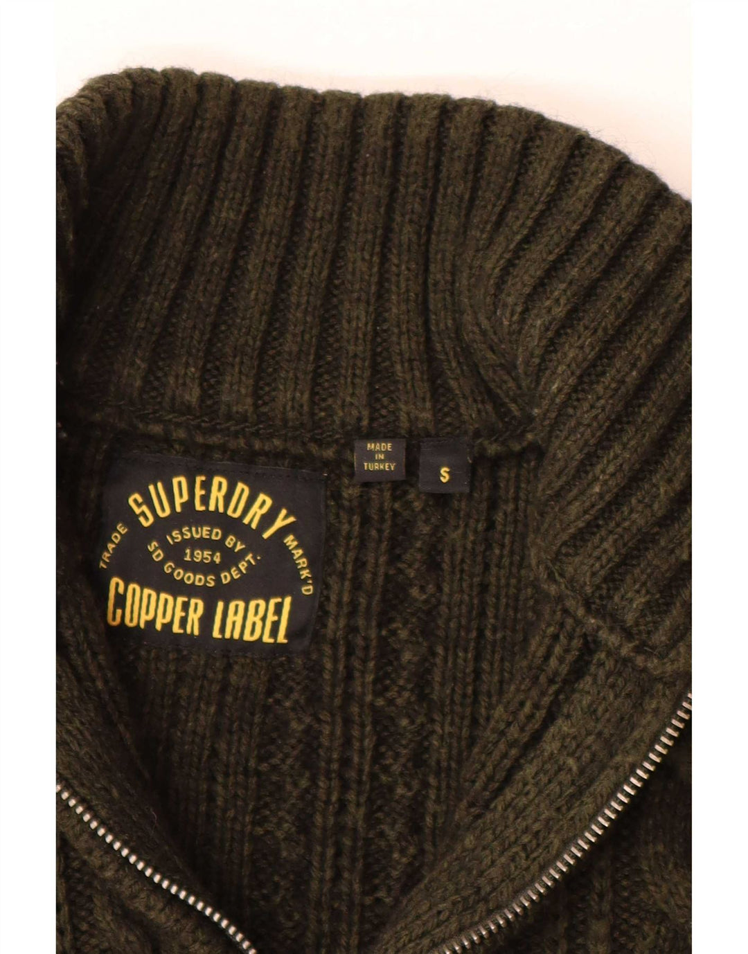 Superdry Jersey De Lana Caqui Con Cremallera Y Cuello Para Hombre