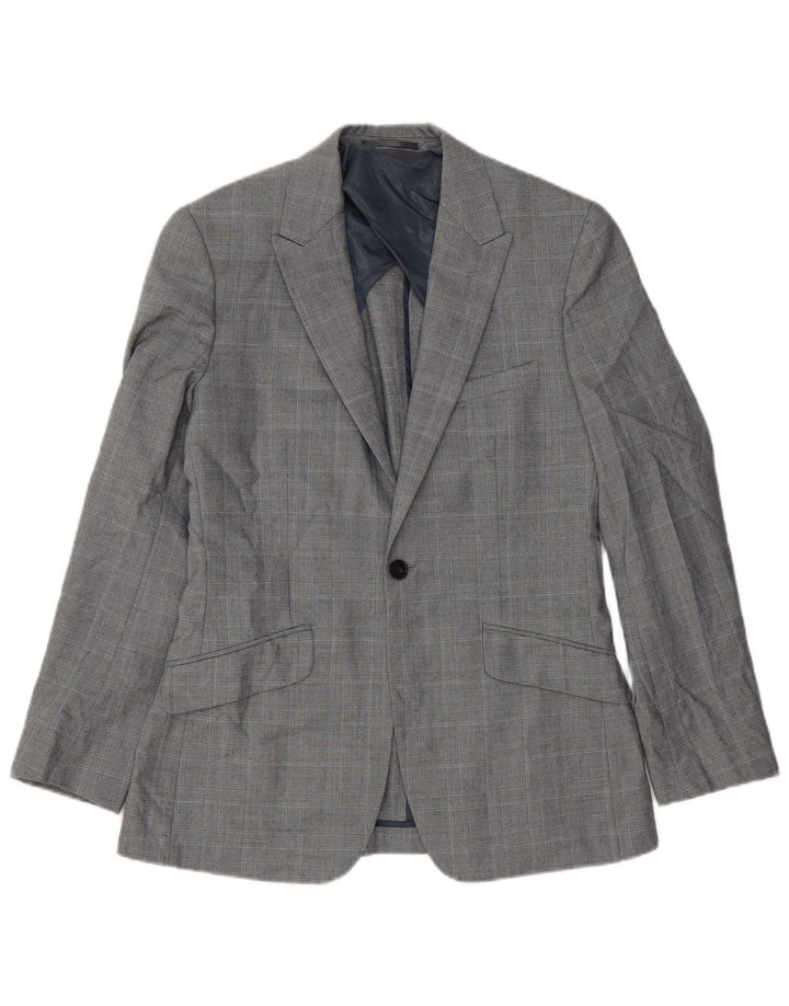Reiss Chaqueta tipo blazer de 1 botón para hombre UK 36 Small Grey Check