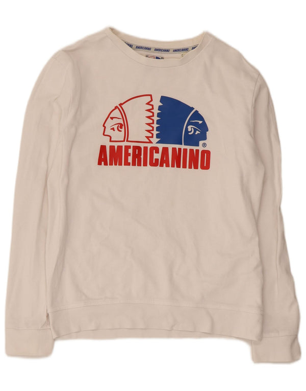 Americanino Sudadera gráfica para mujer Jumper UK 12 Medium White Cotton
