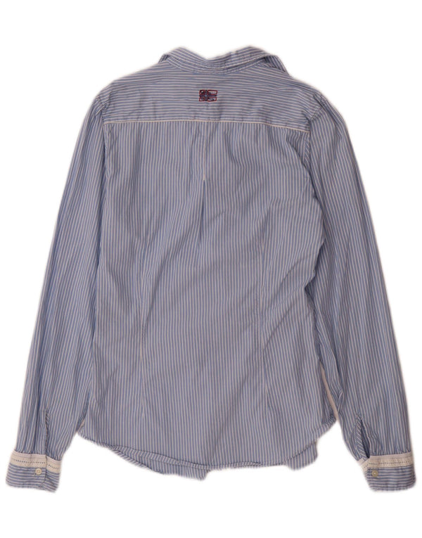 Napapijri Camisa para mujer UK 40 Small Blue Pinstripe
