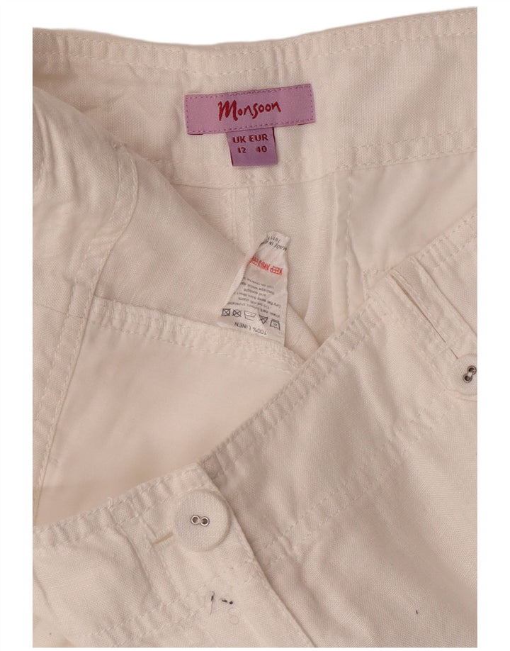MONSOON Pantalones chinos con corte de bota para mujer UK 12 Medium W32 L31 White Linen