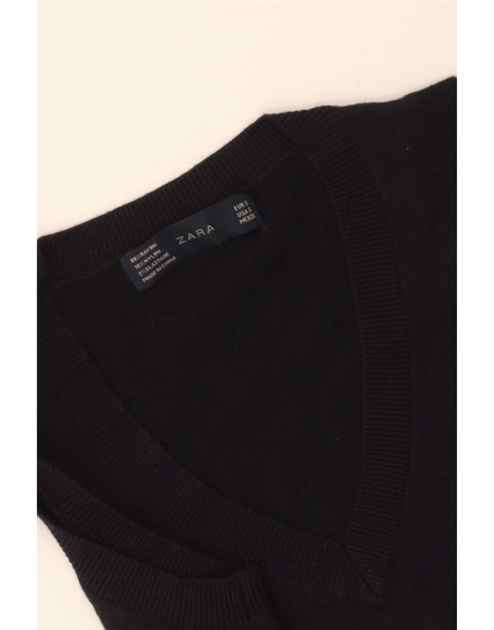 Zara Mujer Chaleco Tank Top UK 8 Small Azul Marino Rayón