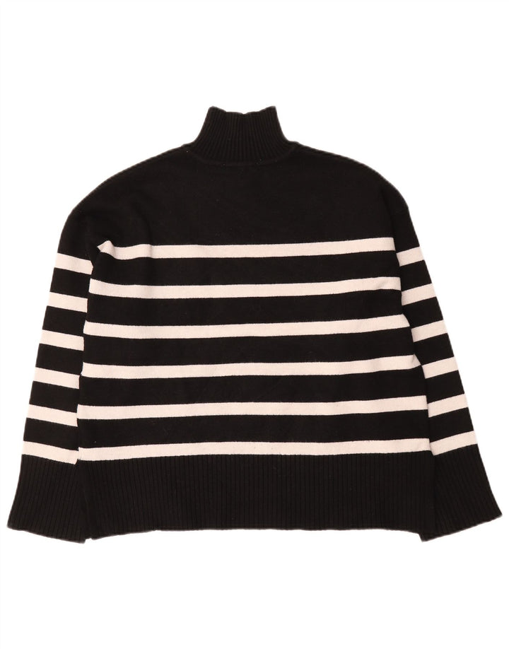 Zara Mujer Oversize Cuello Alto Jersey Jersey UK 10 Small Negro Rayas