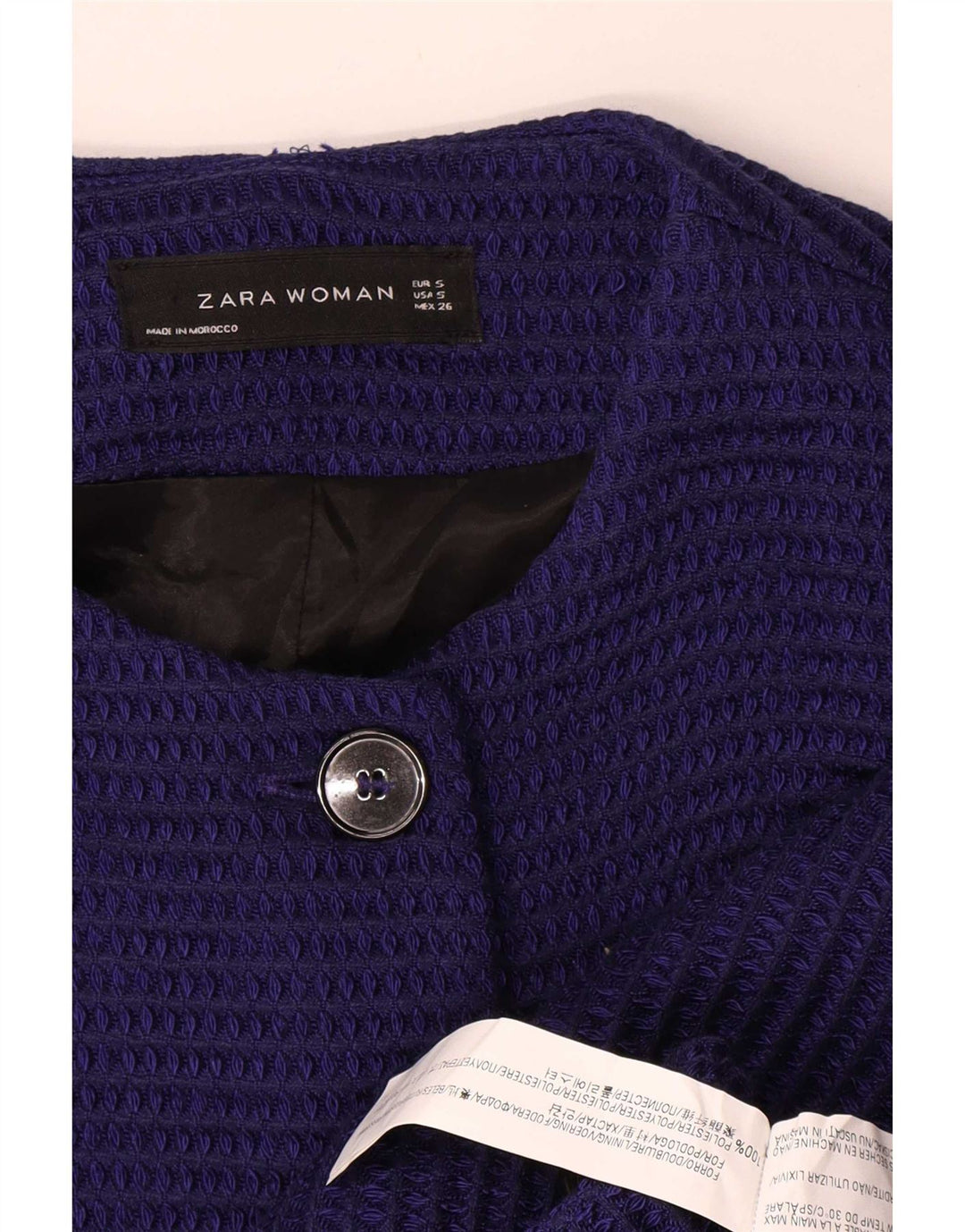 Zara Mujer Abrigo Reino Unido 10 Pequeño Azul Marino