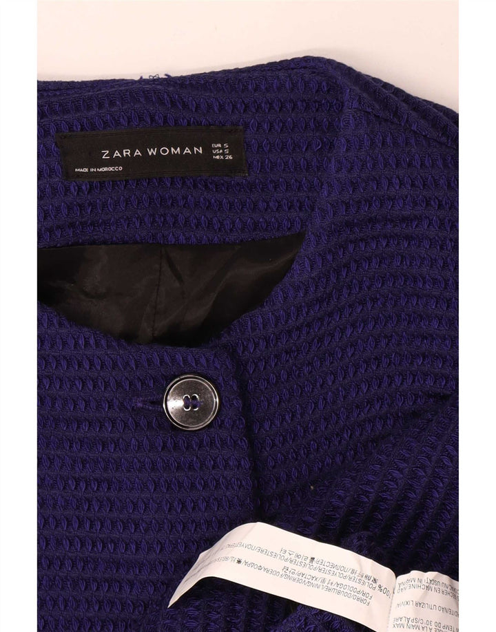Zara Mujer Abrigo Reino Unido 10 Pequeño Azul Marino