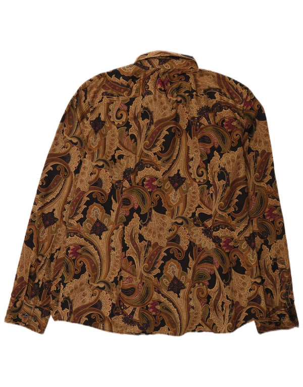 Chaps Camisa Mujer UK 18 XL Marrón Paisley Algodón