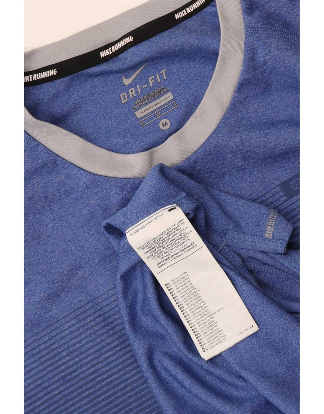 Camiseta Nike Dri Fit para hombre Top poliéster a rayas azul medio