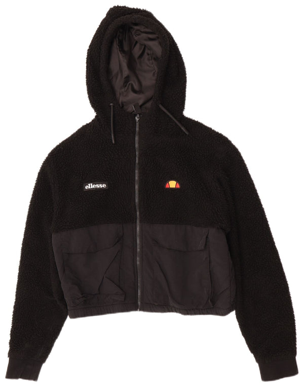 Ellesse Sudadera con capucha y cremallera polar para mujer UK 10 Small Black Sports