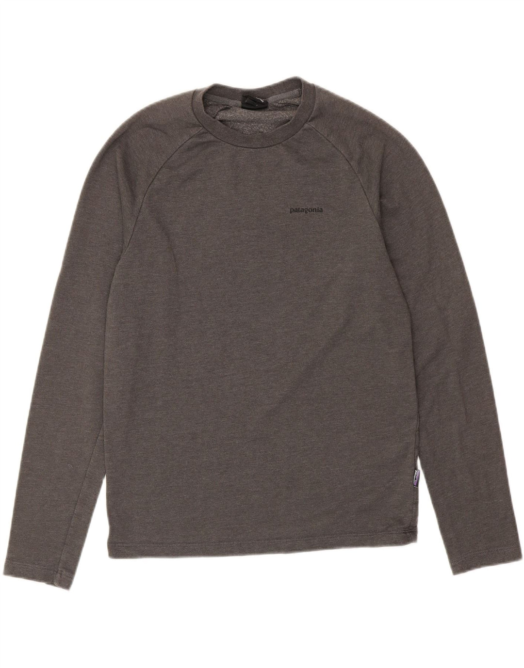 PATAGONIA Mens Graphic Top Manga Larga Pequeño Algodón Gris