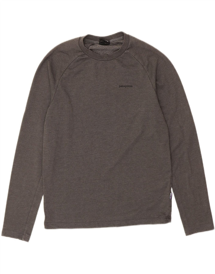PATAGONIA Mens Graphic Top Manga Larga Pequeño Algodón Gris