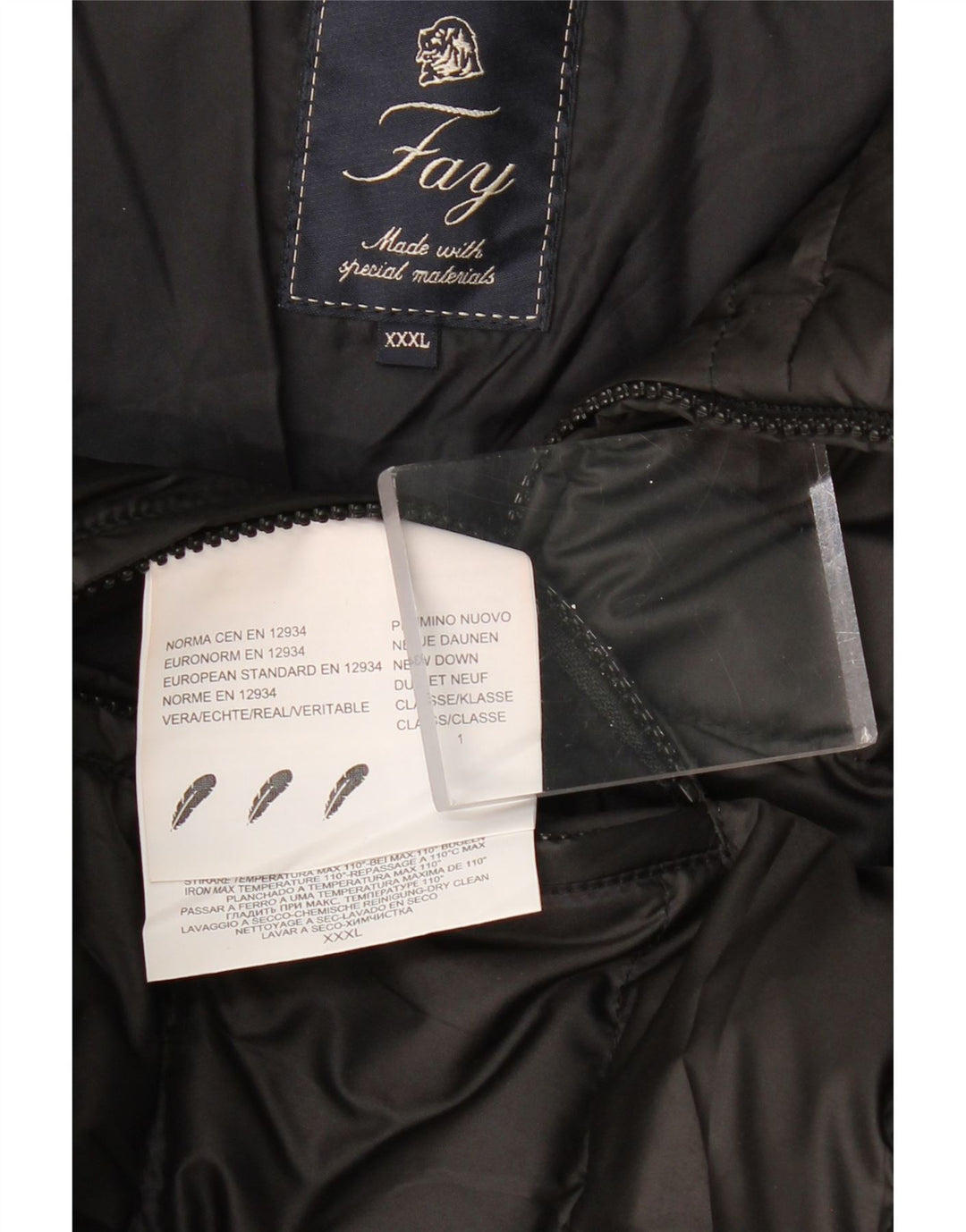 FAY Chaqueta acolchada para hombre UK 46 3XL Negro Poliéster