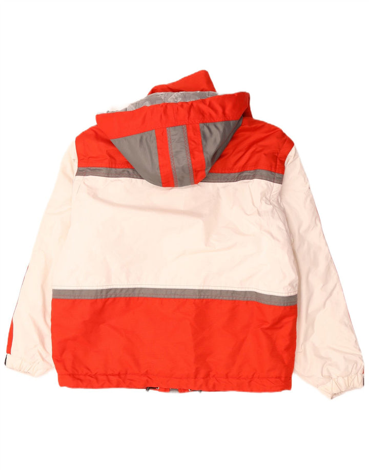 Chaqueta de esquí vintage con capucha para hombre IT 50 poliéster color block rojo grande