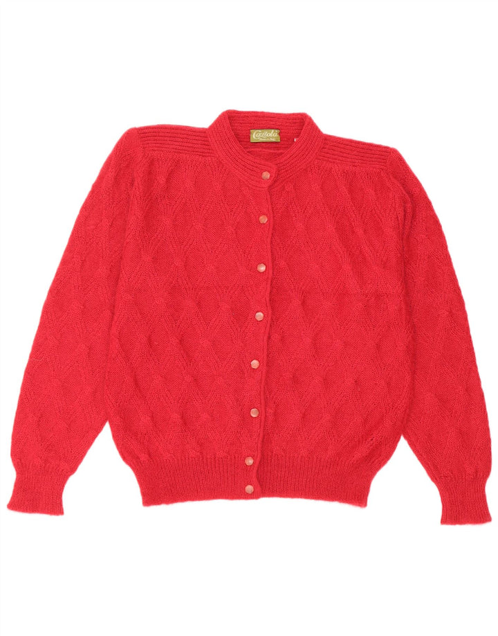 Vintage mujer Cardigan suéter IT 44 Medio Rojo Mohair