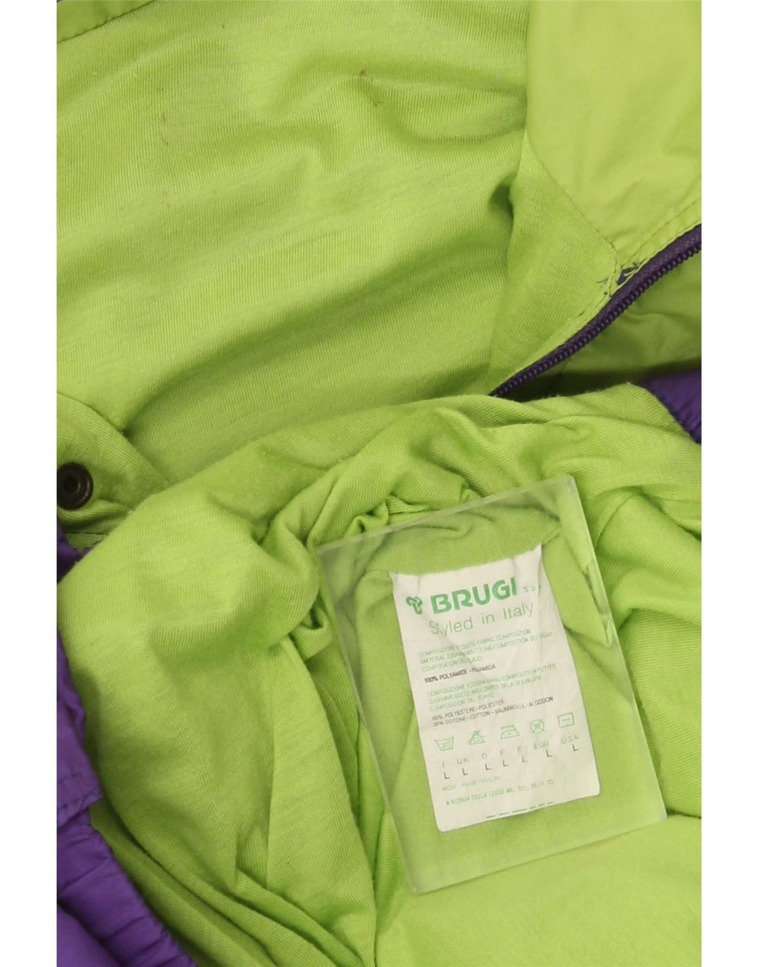 Brugi Chaqueta impermeable tipo jersey para hombre UK 40 Large Púrpura Colorblock Poliamida