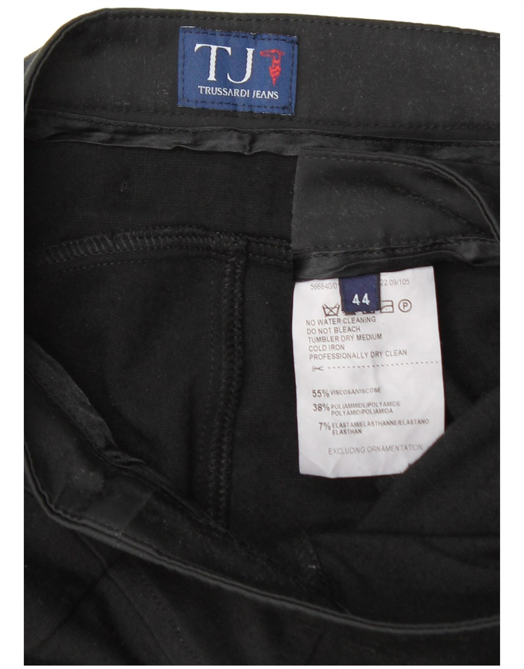 TRUSSARDI Pantalones informales ajustados para mujer IT 44 Medium W30 L29 Viscosa negra
