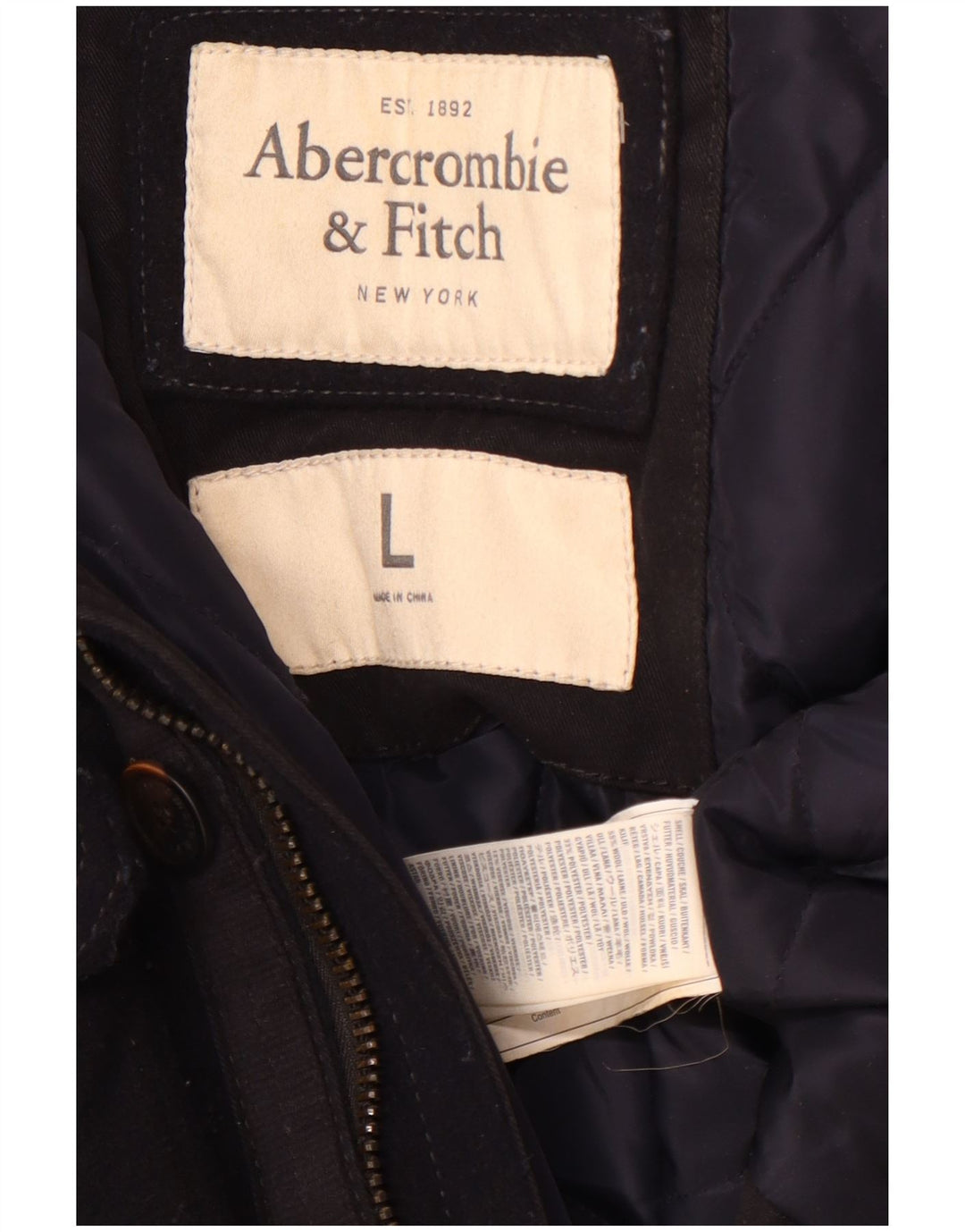 Abercrombie & Fitch Chaqueta militar para hombre Reino Unido 40 Grande Lana azul marino