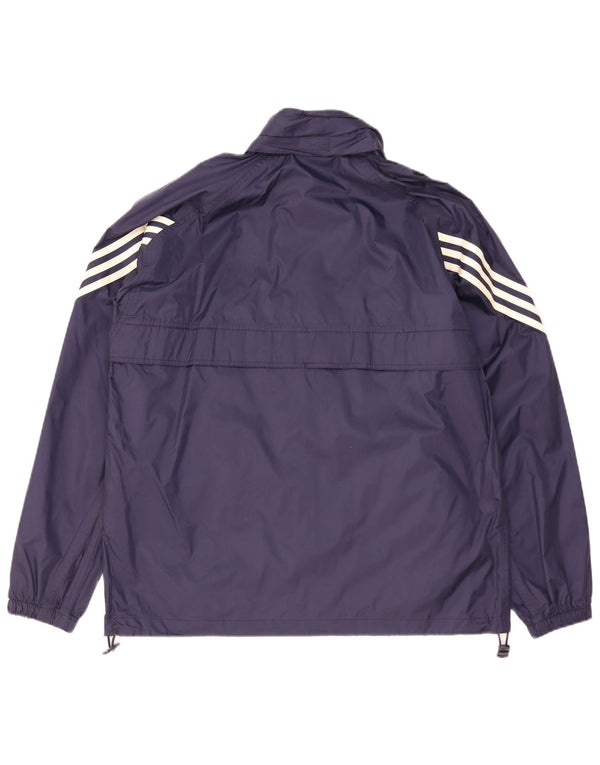 Adidas Chaqueta de lluvia holgada con capucha para hombre UK 36/38 Small Azul marino Poliamida