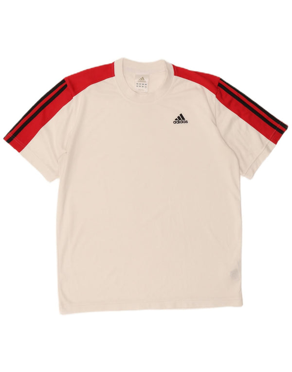 Adidas Camiseta para hombre Top UK 40/42 Medium Blanco Colorblock Poliéster