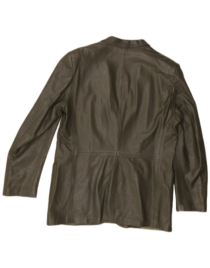 Vintage hombres 2 botones cuero Blazer chaqueta IT 52 XL cuero verde