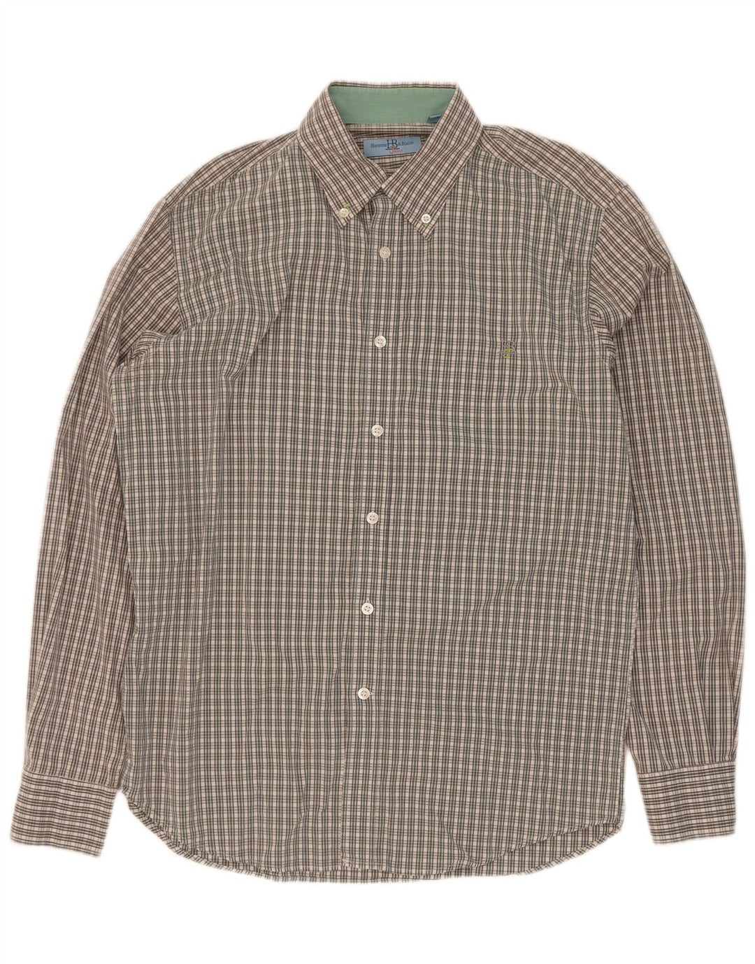 Harmont & Blaine - Camisa para hombre de algodón a cuadros verdes grandes