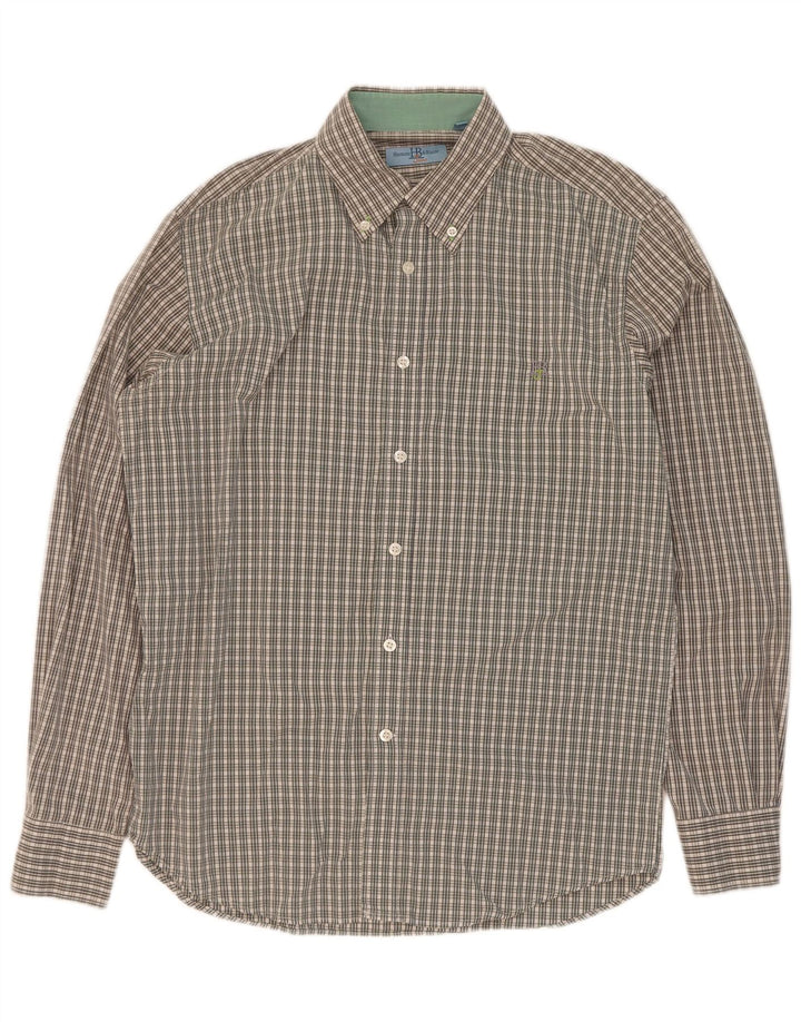 Harmont & Blaine - Camisa para hombre de algodón a cuadros verdes grandes
