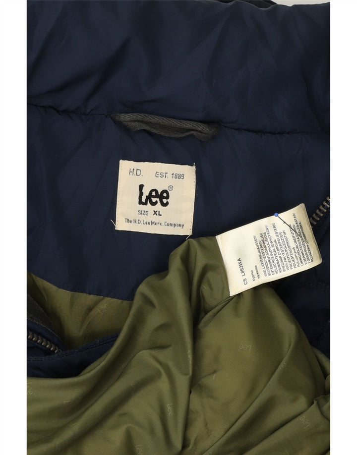 Lee Chaqueta acolchada con capucha para hombre UK 44 XL Poliéster azul marino