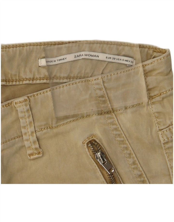 Zara Mujer Pantalones Cargo Slim EU 38 Small W28 L28 Beige