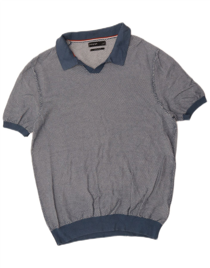 Marks & Spencer - Jersey con cuello tipo polo para hombre, talla grande, color azul