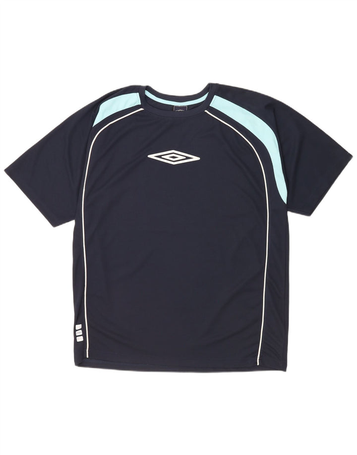 Umbro Hombre Camiseta gráfica Top Large Azul marino Colorblock Poliéster