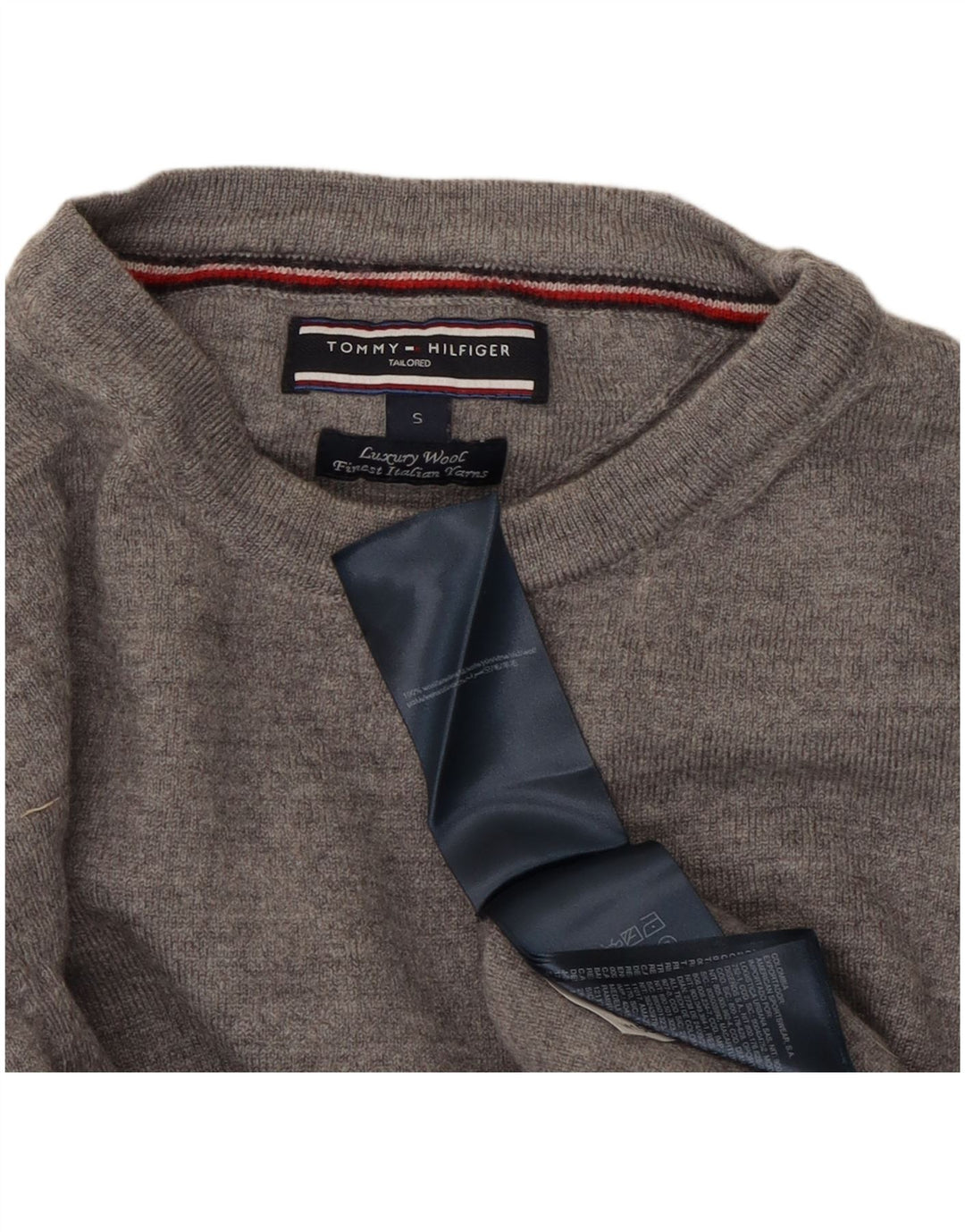 TOMMY HILFIGER Suéter tipo jersey con cuello redondo a medida para mujer UK 10 Small Grey