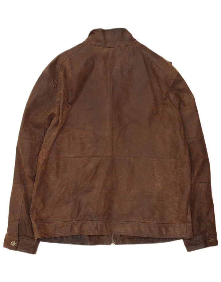 Marks & Spencer Chaqueta de cuero para hombre UK 42 XL Cuero marrón