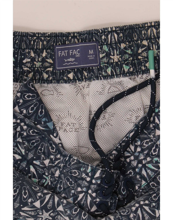 Bañador para hombre Fat Face de algodón geométrico en azul marino mediano