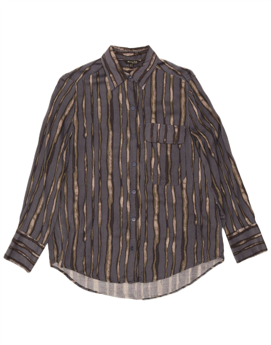 Massimo Dutti Camisa Oversize Mujer EU 38 Small Viscosa Rayas Gris