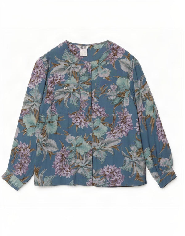 Marella Blusa tipo camisa para mujer UK 44 Viscosa floral azul grande