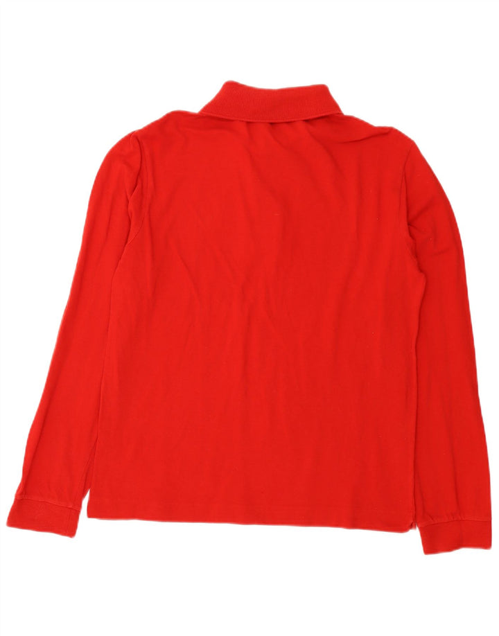 Lacoste Polo de manga larga para hombre talla 3 pequeño algodón rojo