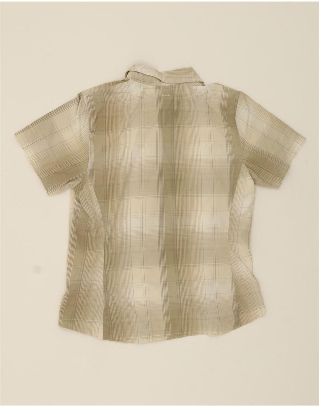 COLUMBIA Womens Titanium Short Sleeve Shirt UK 14 Medium Grey Check Nylon Vintage Columbia and Second-Hand Columbia from Messina Hembry 
