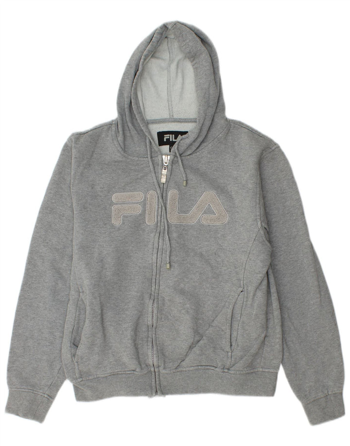 Fila Suéter con capucha y cremallera extragrande para mujer, talla pequeña, algodón gris, Reino Unido 10