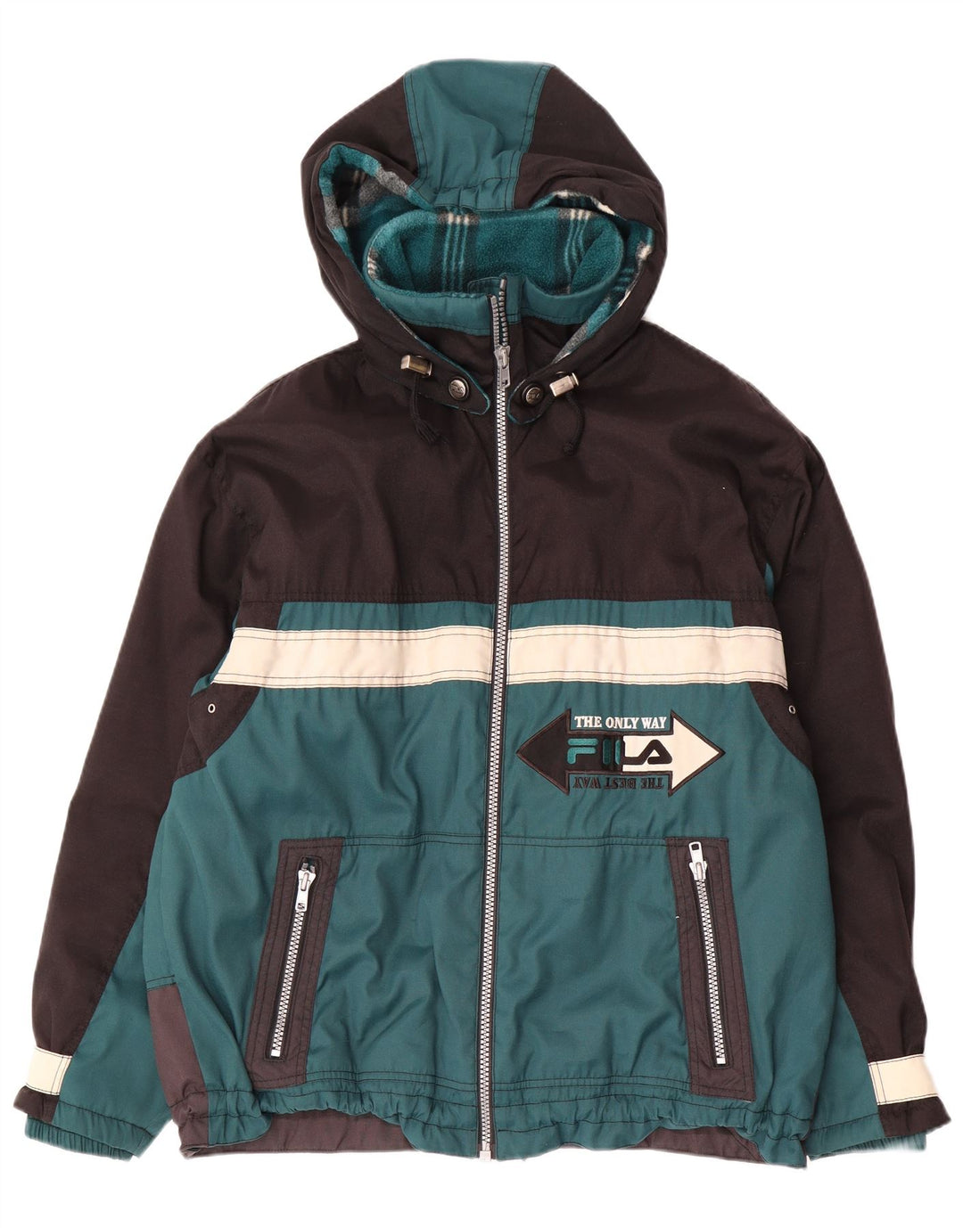 Fila Chaqueta de esquí con capucha para hombre IT 48 Medium Green Colourblock