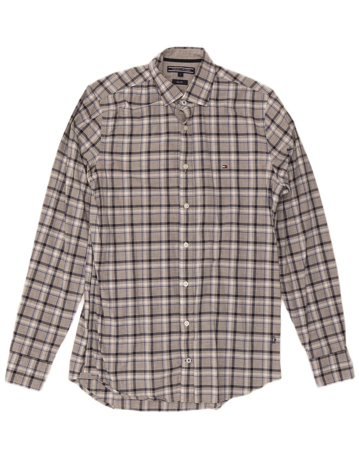 Tommy Hilfiger Camisa Slim Fit De Algodón A Cuadros Gris Pequeño Para Hombre