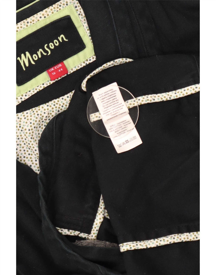 Monsoon Chaqueta tipo blazer de 1 botón para mujer UK 46 Grande Algodón negro